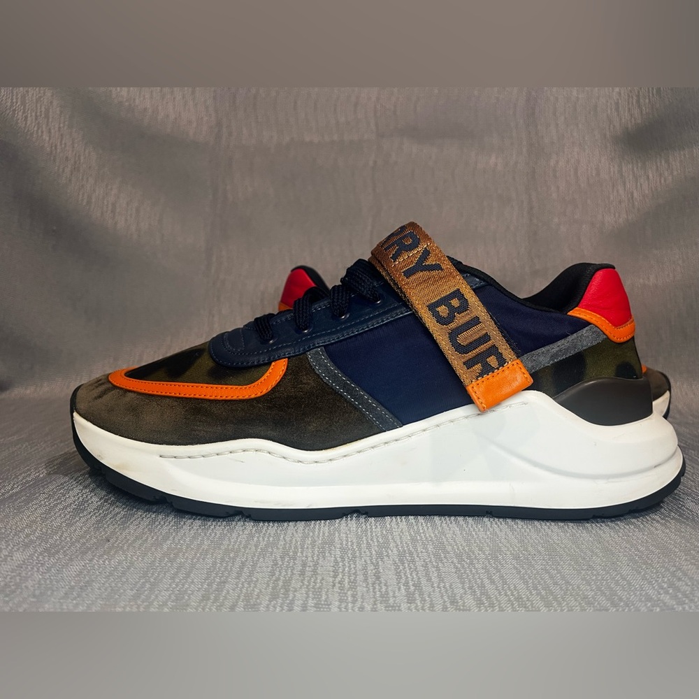 Burberry Ronnie Logo Sneakers Multicolored Leather Trim Men’s US Size 10 EU 43 - Picture 3 of 9